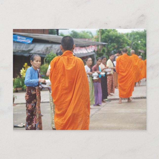 Postal Poner arroz a los monjes (Anverso)