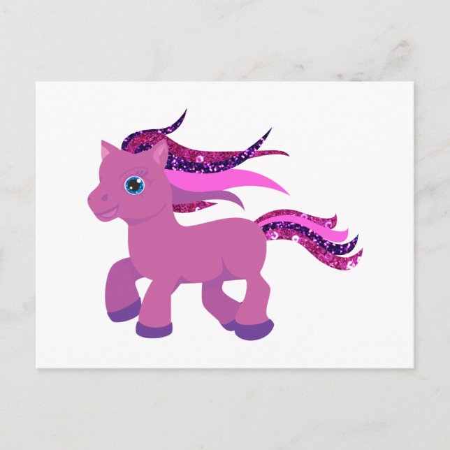 Postal poni morado kawaii (Anverso)