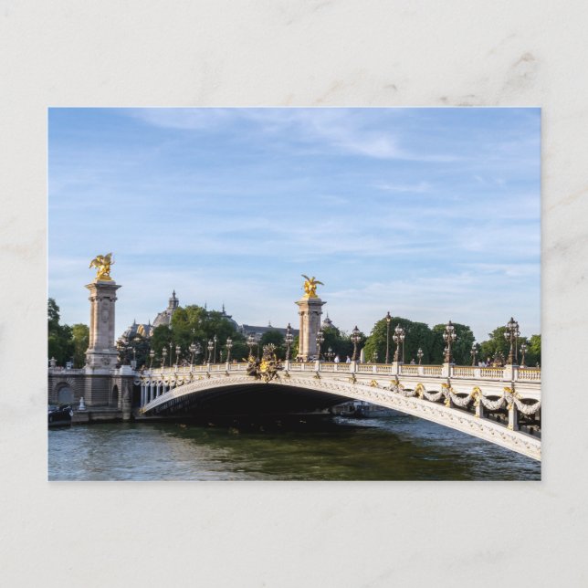 Postal Pont Alexandre III en el río Sena - París, Francia (Anverso)