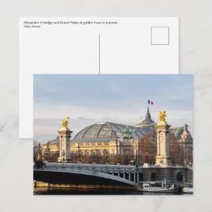 Postal Pont Alexandre III y Grand Palais en hora dorada