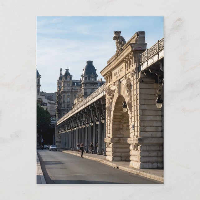 Postal Pont de Bir-Hakeim sobre el Sena - París, Francia (Anverso)