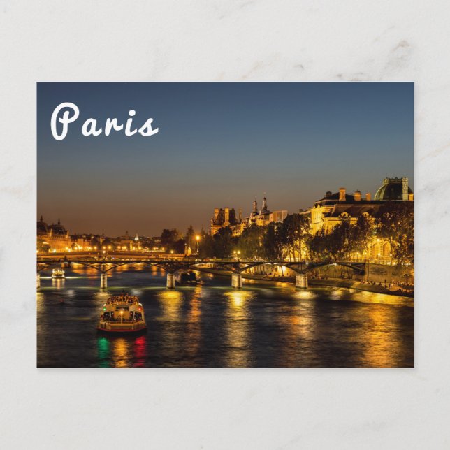 Postal Pont des Arts al anochecer - París, Francia (Anverso)