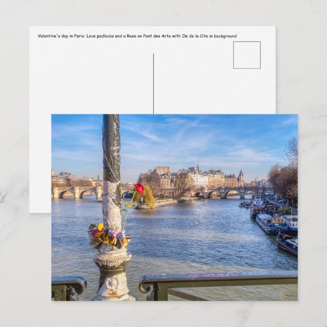 Postal Pont des Arts en el día de San Valentín - París (Anverso / Reverso)
