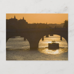 Postal Pont Neuf, Sena, puesta de sol, París, FranciaMuse