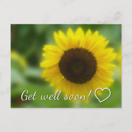Postal Ponte bien pronto: girasol brillante y alegre