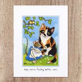 Postal Ponte bien pronto Personalizado del ratón gato