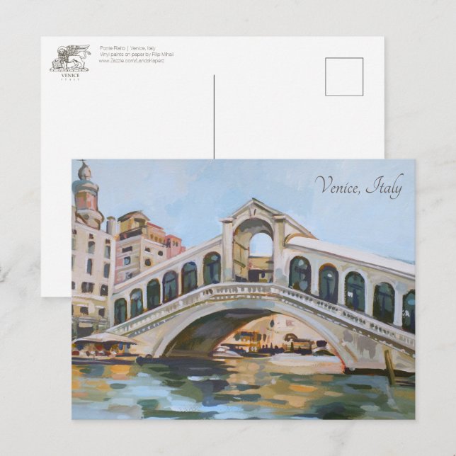 Postal Ponte Rialto | Venecia, Italia (Anverso / Reverso)