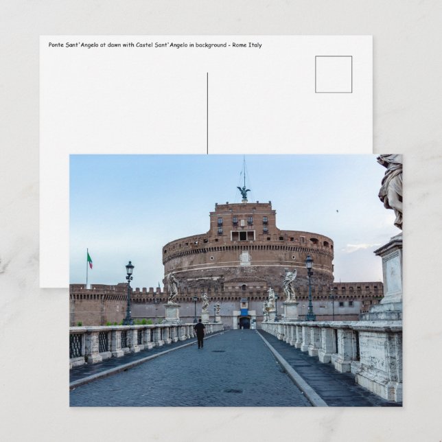 Postal Ponte Sant'Angelo al amanecer - Roma Italia (Anverso / Reverso)