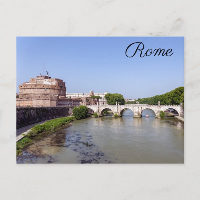 Postal Ponte Sant'Angelo y Castel Sant'Angelo - Roma (Anverso)