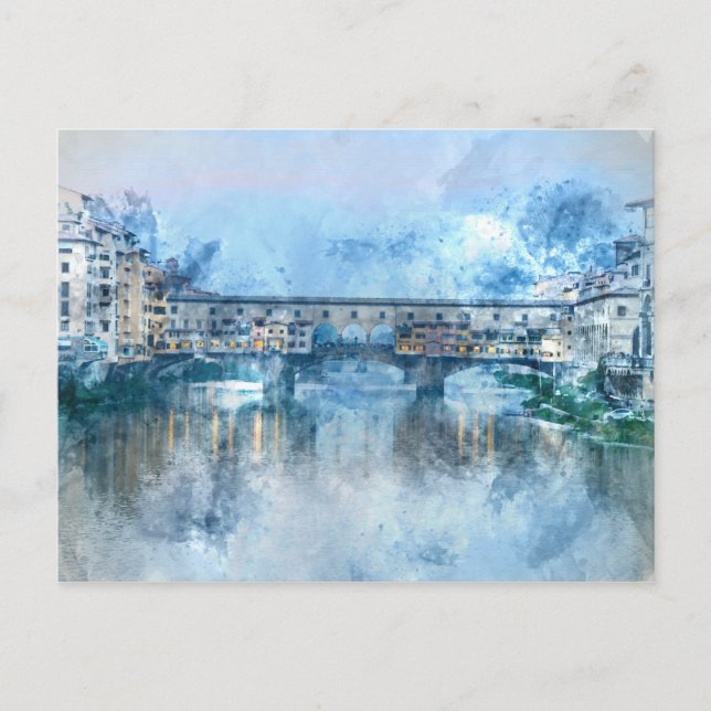 Postal Ponte Vecchio en el río Arno en Florencia, Italia (Anverso)