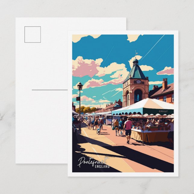 Postal Pontefract England Vintage Travel Ilustracion (Anverso / Reverso)
