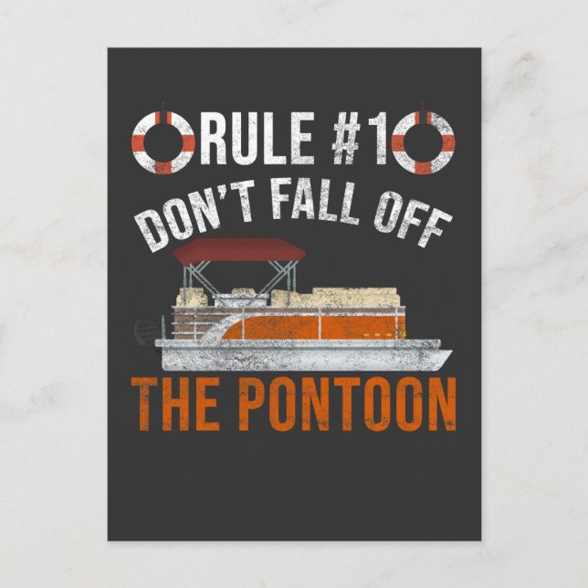 Postal Pontoon Bote Rules Funny Bot Chistes (Anverso)