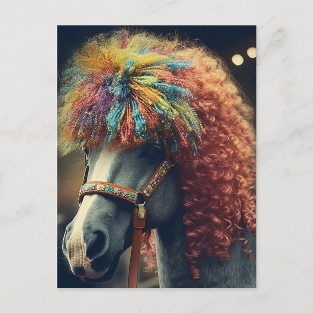 Postal Pony con pelo de payaso (Anverso)