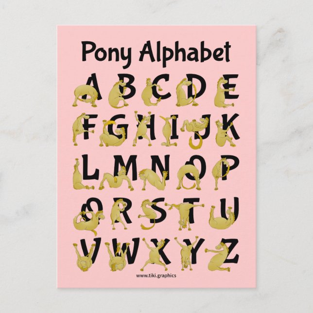 Postal Pony flexible | Gráfico alfabético (Anverso)