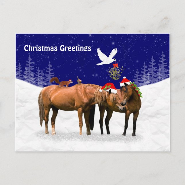 Postal Pony Navidades Fiesta Postcard (Anverso)