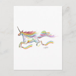Postal Pony volando pegasus Pony con unicornio arcoiris