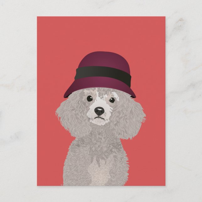 Postal Poodle dulce con Cloche para Padres de Carbón (Anverso)