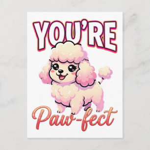 Postal Poodle lindo de San Valentín – Eres perfecto