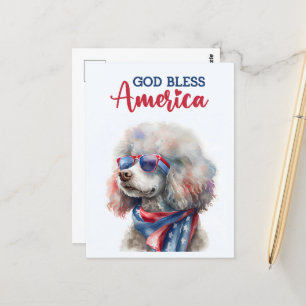 Postal Poodle patriótico, Dios bendiga a Estados Unidos p