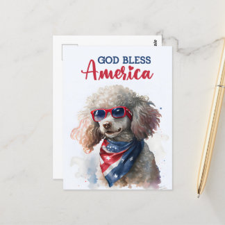 Postal Poodle patriótico, Dios bendiga a Estados Unidos p