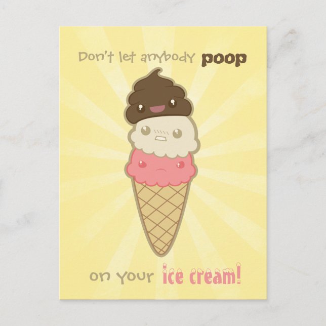 Postal Poop motivacional sobre el helado (Anverso)
