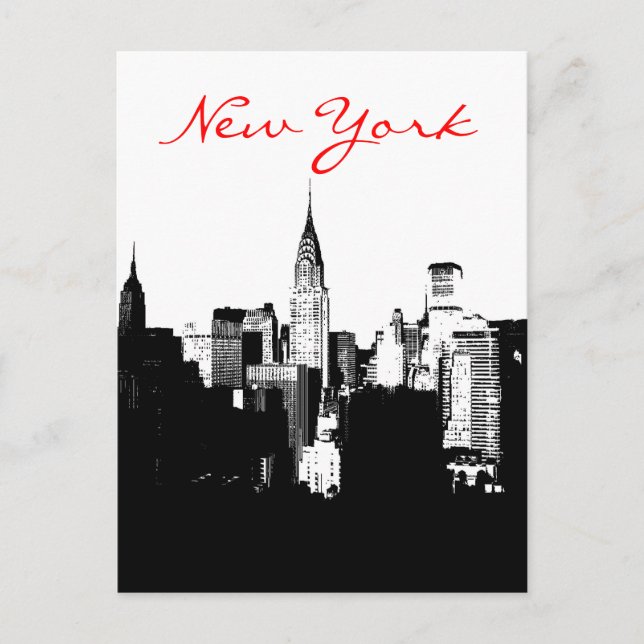 Postal Pop Art Black & White New York City Post Card Card (Anverso)