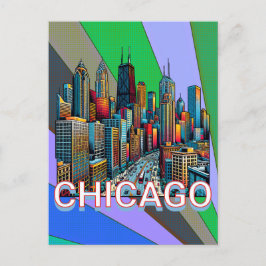 Postal Pop art Comic Book Style Chicago Illinois Keepsake
