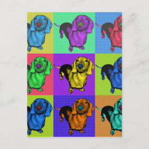 Postal Pop Art Dachsund Doxie Panels Multicolor Popart