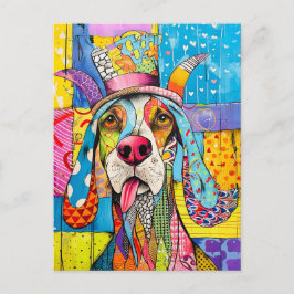 Postal Pop-Art Dog Portrait in Retro Style