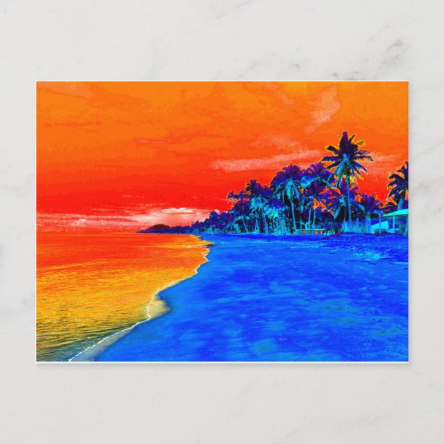 Postal Pop Art Exotic Beach Palm Trees (Anverso)