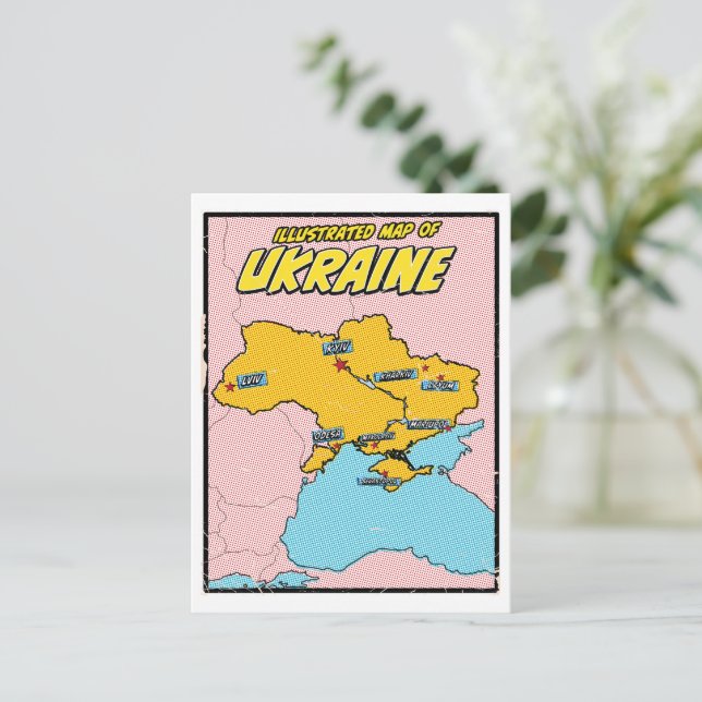 Postal Pop Art Ilustrado Ucrania  (Anverso de pie)