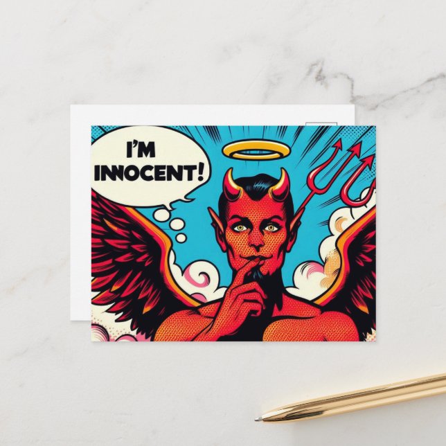 Postal Pop Art Innocent Devil (Anverso/Reverso In Situ)