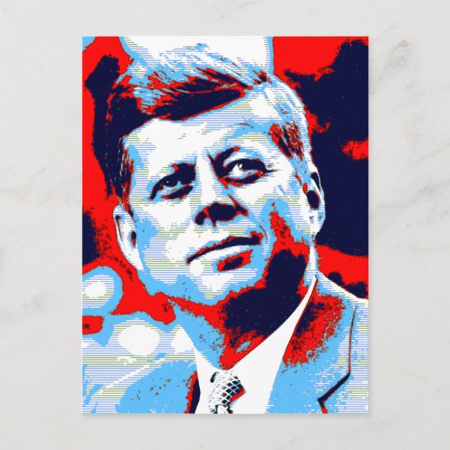 Postal Pop Art JFK John F. Kennedy Blue (Anverso)