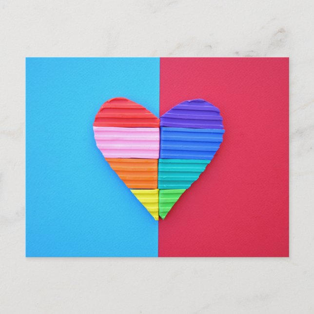 Postal Pop Art Love Corazones de Arcoiris gemelos (Anverso)
