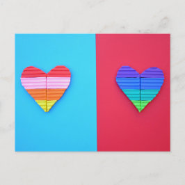 Postal Pop Art Love Corazones de Arcoiris gemelos
