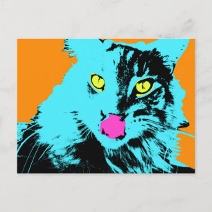 Postal Pop Art Maine Coon Cat