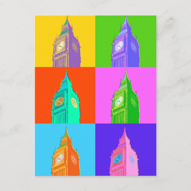 Postal Pop Art Neon Big Ben (Anverso)