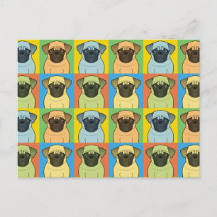 Postal Pop-Art Personalizado de Perro Pug