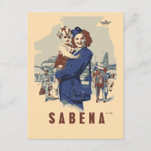 Postal Pop art Sabena Ex belga Airlines