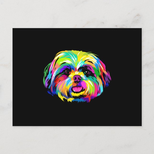 Postal Pop Art Shih Tzu Perros Amantes (Anverso)