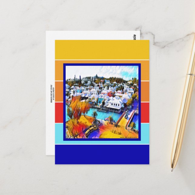 Postal Pop Art Stripes Bermuda (Anverso/Reverso In Situ)