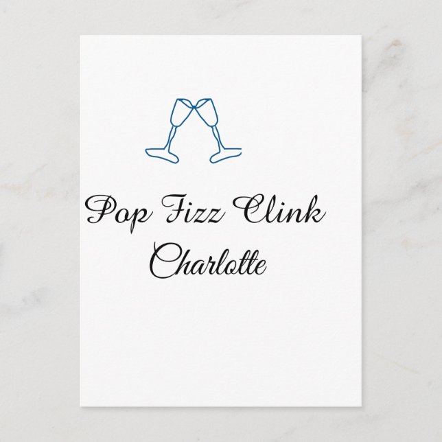 Postal Pop fizz clink blue champagne bottle new year (Anverso)
