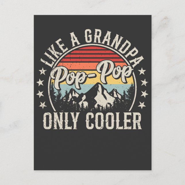Postal Pop-Pop como un abuelo solo que más genial Retro (Anverso)