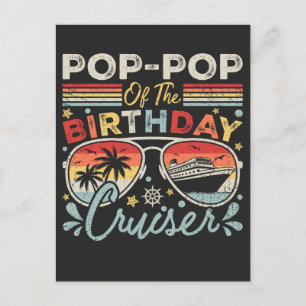 Postal Pop-Pop de la Vacación del Crucero de Cumpleaños