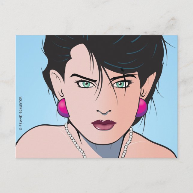 Postal Popart Chica Angie (Anverso)