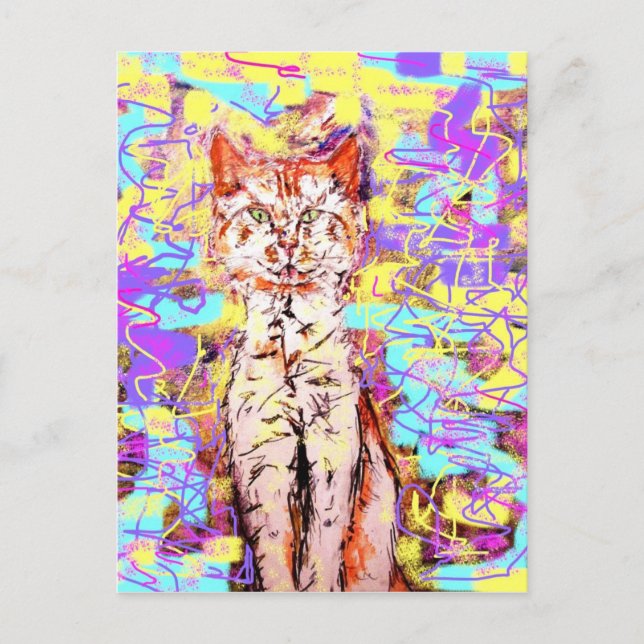 Postal popart del gato de tabby (Anverso)