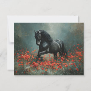 Postal Popas rojas de Stallion Friesiano Negro