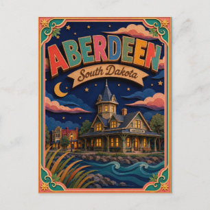 Postal PopCut Estados Aberdeen Dakota del Sur Arte de Pap