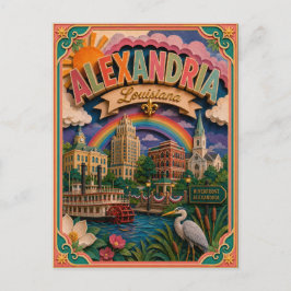 Postal PopCut Estados Alexandria Louisiana Arte en Papel
