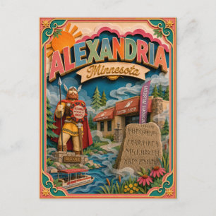 Postal PopCut Estados Alexandria Minnesota Arte de Papel